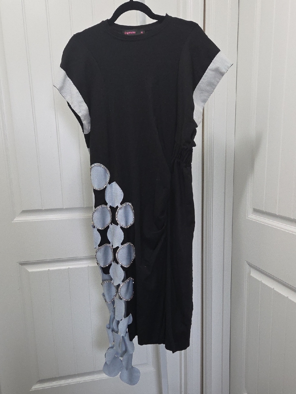 Black & Light Denim Appliqué Midi Dress - Contemporary Women